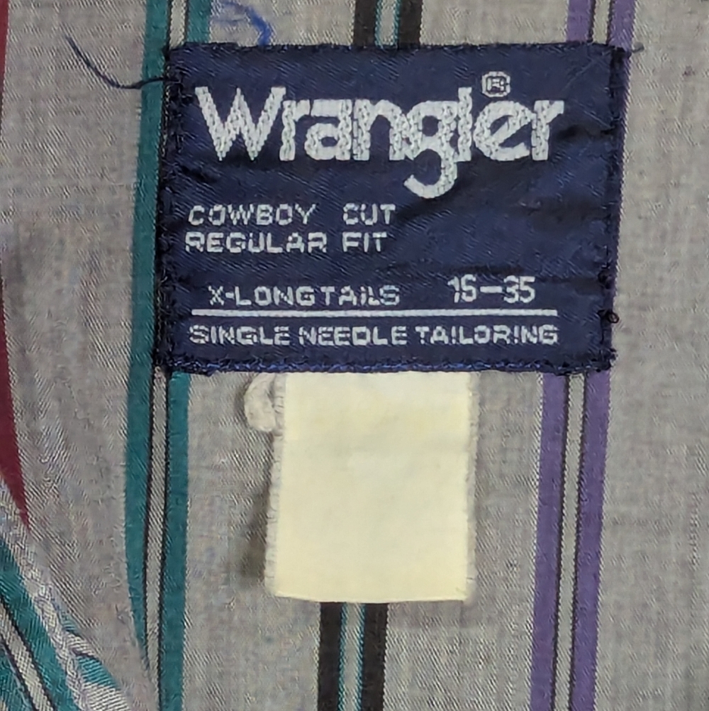 Vintage Wrangler Cowboy Cut Grey Stripe Western Pearl Snap Shirt #395 - Picture 3 of 6